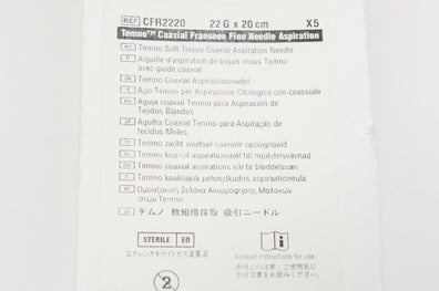 CareFusion CFR2220 Temno Coaxial Fransee Fine Ndle 22G x 20cm (x) - Box of 5